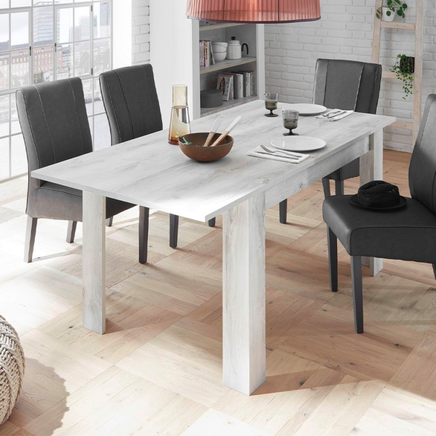 Ausziehbarer Esstisch aus Holz 90x137-185cm Hochglanz Weiß Vigo Urbino Aktion Ausziehbarer Esstisch aus Holz 90x137-185cm Hochglanz Weiß Vigo Urbino Aktion