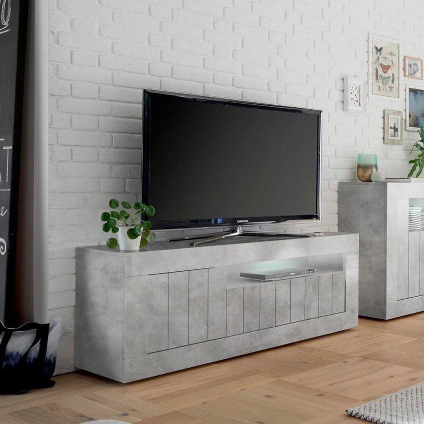 Moderner TV-Schrank mit 3 Türen, 138 cm, Betonoptik, Jaor Ct Urbino Aktion Moderner TV-Schrank mit 3 Türen, 138 cm, Betonoptik, Jaor Ct Urbino Aktion