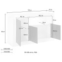 Sideboard Buffet Wohnzimmer 3 Türen 138cm glänzend weiß Zement Doppel MBC Rabatte
