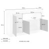 Moderne Designer-Sideboard 3-türig Grau Zement Schwarz Doppel MCX Sales