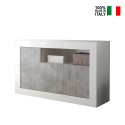 Sideboard Buffet Wohnzimmer 3 Türen 138cm glänzend weiß Zement Doppel MBC Verkauf