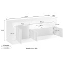 Moderner Design-TV-Schrank 138cm 3 Türen glänzend weiß schwarz Jaor BX Rabatte