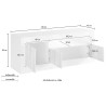 Moderner Design-TV-Schrank 138cm 3 Türen glänzend weiß schwarz Jaor BX Rabatte