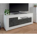 Moderner Design-TV-Schrank 138cm 3 Türen glänzend weiß schwarz Jaor BX Sales