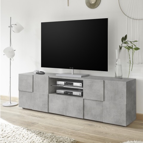 TV-Schrank 2 Türen und Schublade im Beton-Design Schach Tecum Ct Dama Aktion