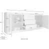 Wohnzimmer-Sideboard mit 2 Türen, 3 Schubladen, glänzend weiß und Holz Tribus BW Basic Eigenschaften