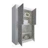 Küchen- und Wohnzimmer-Sideboard 4 Türen Hochglanz Weiß Betonoptik Novia BC Basic Sales