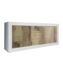 Wohnzimmer-Sideboard mit 2 Türen, 3 Schubladen, glänzend weiß und Holz Tribus BW Basic Angebot