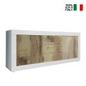 Wohnzimmer-Sideboard mit 2 Türen, 3 Schubladen, glänzend weiß und Holz Tribus BW Basic Verkauf
