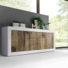 Wohnzimmer-Sideboard mit 2 Türen, 3 Schubladen, glänzend weiß und Holz Tribus BW Basic Rabatte