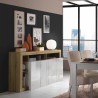 Wohnzimmer-Sideboard Madia 184cm 4 Türen glänzend weiß Eiche Cadiz BR Sales