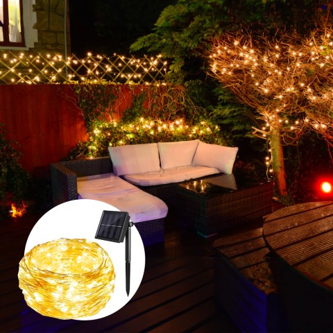 Lichterkette Solar 200 LED Weihnachten Garten, Balkon, Party NestX Aktion