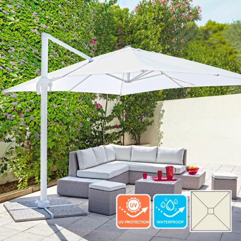 Aluminium-Gartenschirm mit dezentraler Stange für Haus 3x3m Paradise White Aktion
