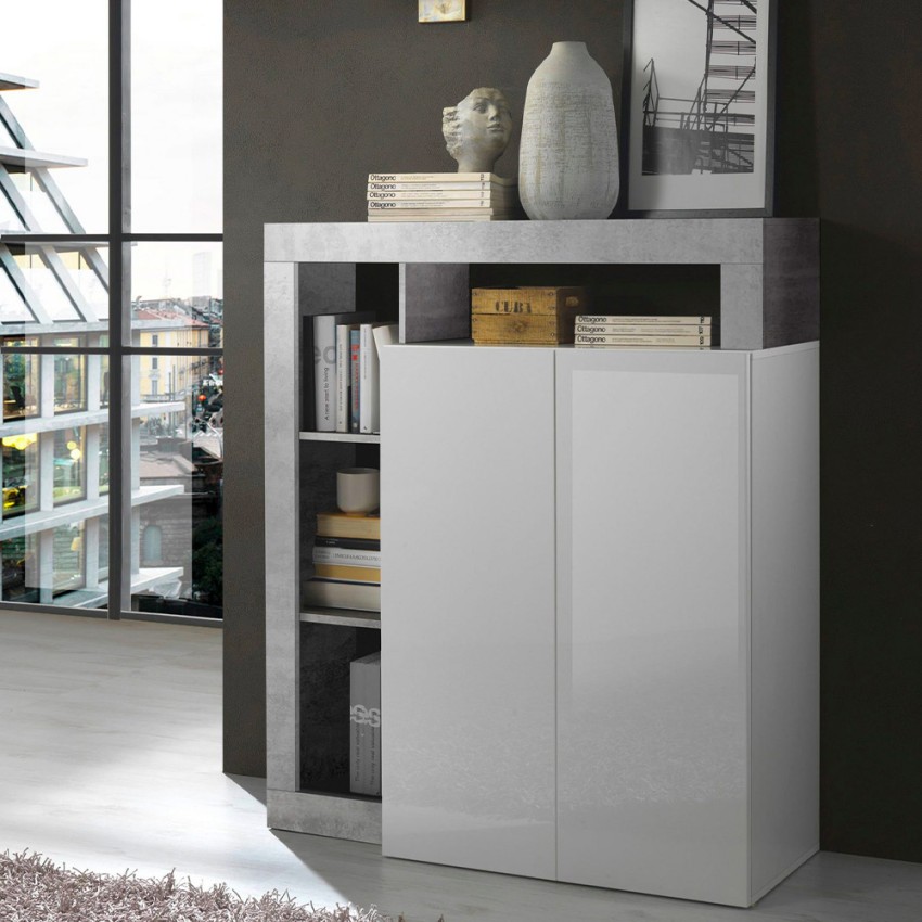 Hochschrank Anrichte Küche Wohnzimmer Weiß Hochglanz 2 Türen Blume BC Aktion Hochschrank Anrichte Küche Wohnzimmer Weiß Hochglanz 2 Türen Blume BC Aktion