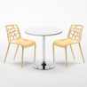 Weiß Rund Tisch und 2 Stühle Farbiges Polypropylen-Innenmastenset Gelateria Long Island Maße