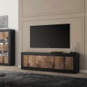 Industrieller TV-Schrank 210 cm, 2 Türen, 2 Schubladen, schwarzes Holz Visio NP Aktion
