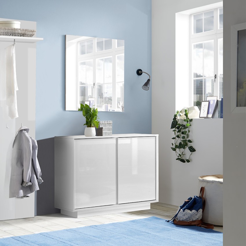 Hochglanz Sideboard Agape Ice weiß, 2 Türen, 92cm Aktion