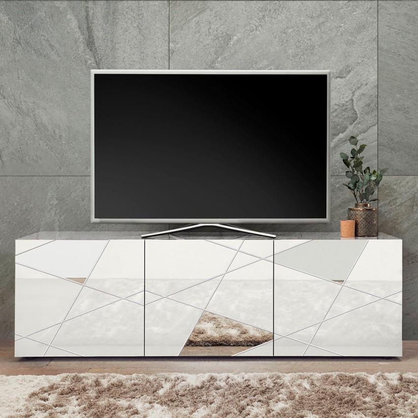 Weißes Hochglanz-TV-Möbel Brema WH Vittoria, niedrig, 3 Türen, 181 cm Aktion Weißes Hochglanz-TV-Möbel Brema WH Vittoria, niedrig, 3 Türen, 181 cm Aktion