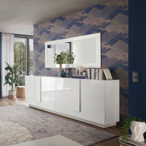 Schrank Jupiter WH L2, 241 cm, weiß glänzend, 4 Türen Aktion
