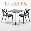 Schwarz Quadratisch Tisch und 2 Stühle Farbiges Polypropylen-Innenmastenset Gelateria Mojito Aktion