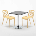 Schwarz Quadratisch Tisch und 2 Stühle Farbiges Polypropylen-Innenmastenset Gelateria Mojito Maße