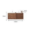 Hängendes Badezimmerschrank-Set Holz Doppelwaschbecken 2 Schubladen 122x47x53cm Duet S Sales