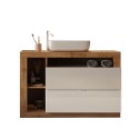 Moderner Badezimmer-Unterschrank 2 Schubladen Weißholz mit Waschbecken Jarad BW Eigenschaften