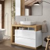 Moderner Badezimmer-Unterschrank 2 Schubladen Weißholz mit Waschbecken Jarad BW Sales