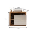 Moderner Badezimmer-Unterschrank 2 Schubladen Weißholz mit Waschbecken Jarad BW Kosten