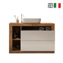 Moderner Badezimmer-Unterschrank 2 Schubladen Weißholz mit Waschbecken Jarad BW Lagerbestand