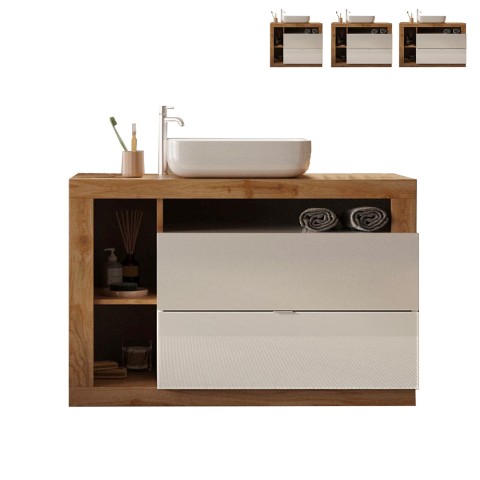 Modernes freistehendes Badezimmermöbel 2 Schubladen Weißholz und Jarad BW Waschbecken. Aktion