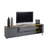 Moderner fahrbarer TV Lowboard im Industriestil mit 2 Türen und 2 Schubladen, 200 cm breit - Aron Aktion