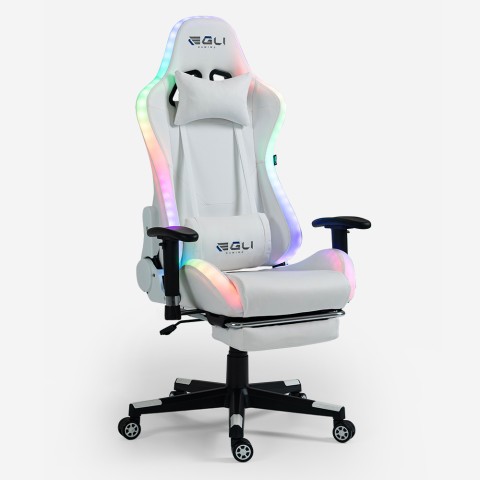 Ergonomischer Gamingstuhl mit Fußstütze Sessel Bürostuhl LED RGB Pixy Comfort Aktion