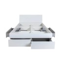 Doppelbett 160x200cm mit Stauraum und Schubladen, lackiert in weiß Teide. Sales