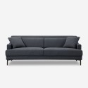 Bequemes 3-Sitzer Design Stoff Sofa, 200 cm in schwarz mit Metallfüßen Egbert  Verkauf