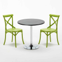 Schwarz Rund Tisch und 2 Stühle Farbiges Polypropylen-Innenmastenset Vintage Cosmopolitan Lagerbestand