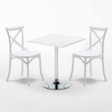 Weiß Quadratisch Tisch und 2 Stühle Farbiges Polypropylen-Innenmastenset Vintage Cocktail Modell