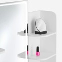 weißer Schminktisch mit Spiegel, LED-Lichtern, Schublade und Hocker Astrid Auswahl