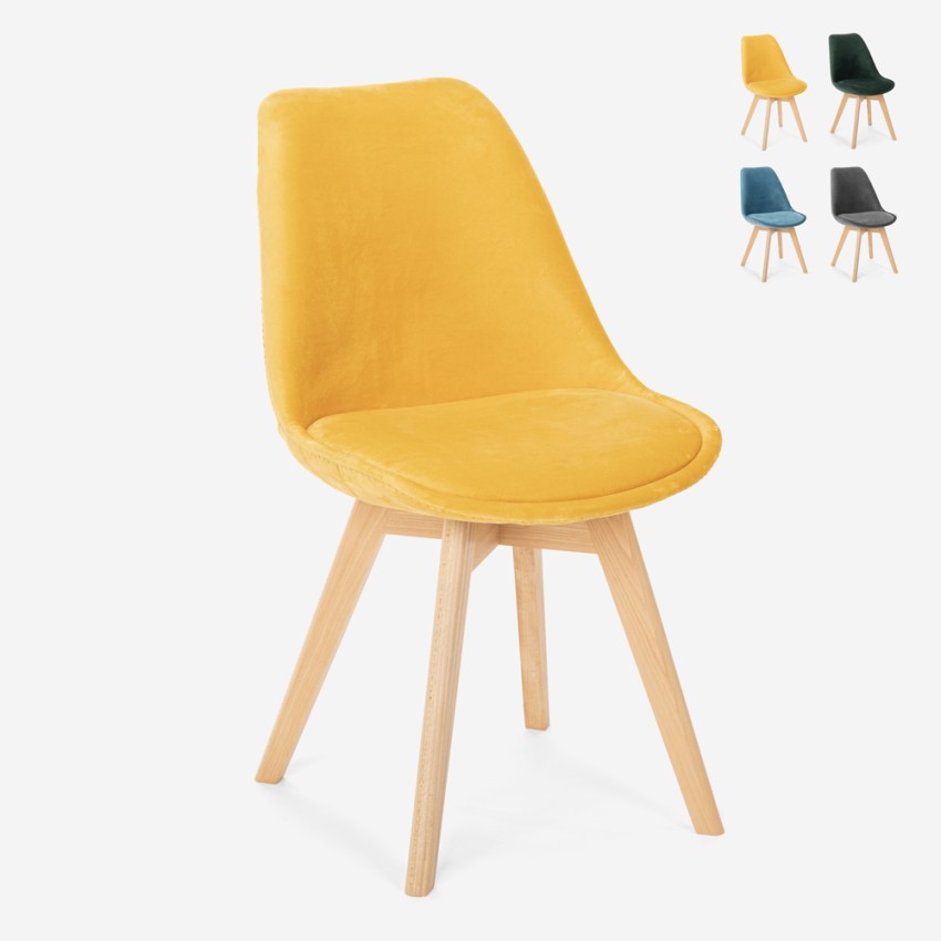 Skandinavischer Designstuhl aus Samt Holz mit Kissen für Küchen Bars Restaurant Dolphin Lux Sales Skandinavischer Designstuhl aus Samt Holz mit Kissen für Küchen Bars Restaurant Dolphin Lux Sales