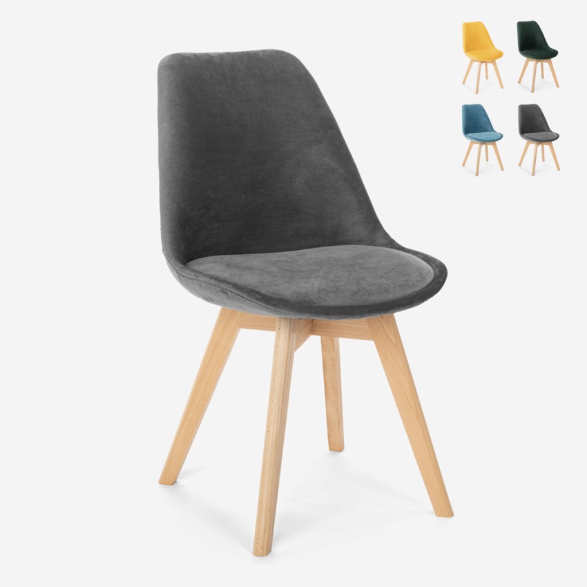 Skandinavischer Designstuhl aus Samt Holz mit Kissen für Küchen Bars Restaurant Dolphin Lux Verkauf Skandinavischer Designstuhl aus Samt Holz mit Kissen für Küchen Bars Restaurant Dolphin Lux Verkauf