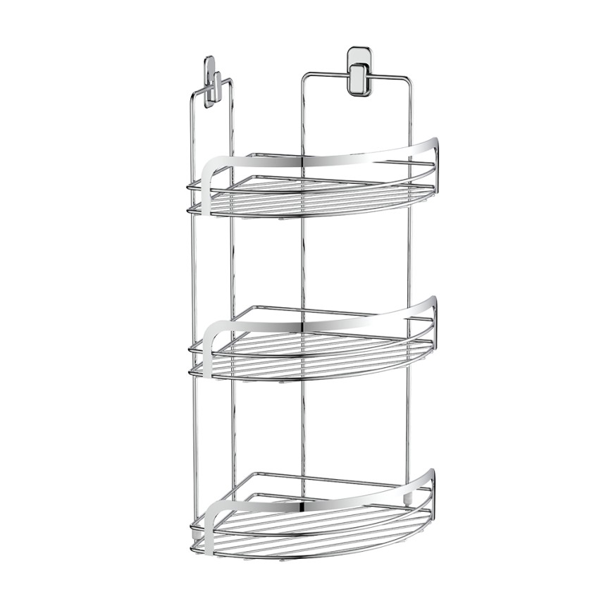 Duschablage Ecke mit drei Ebenen, verchromter Stahl, Modell Compact Aktion