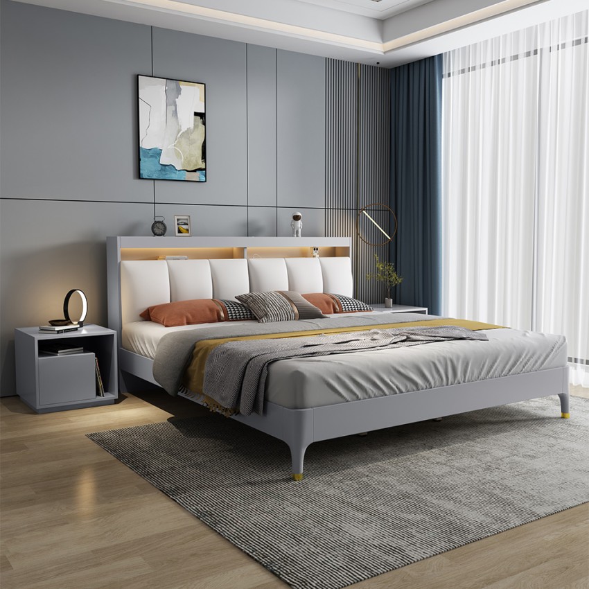 Bett 180x200 Modernes Design mit LED-Beleuchtung, USB-Ladeanschluss Courier King Aktion Bett 180x200 Modernes Design mit LED-Beleuchtung, USB-Ladeanschluss Courier King Aktion