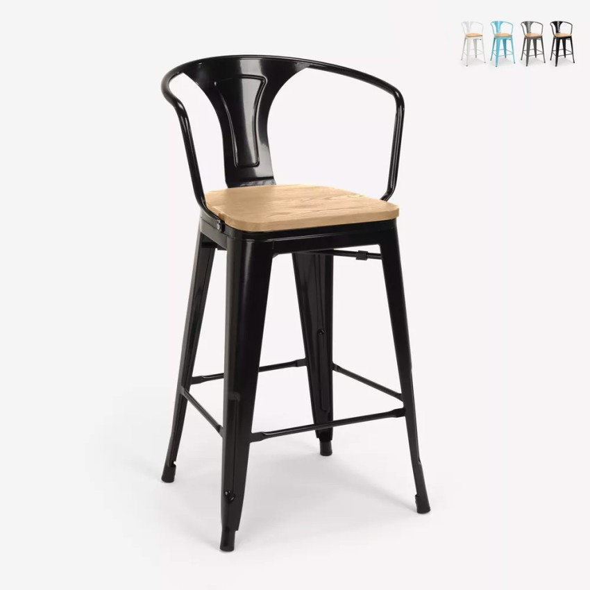 Hoher barhocker industrielles design bar küche Steel Wood Back Light Sales