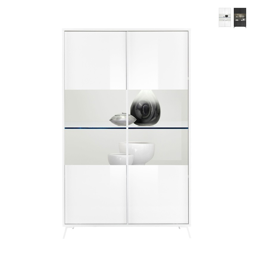 Moderne Design-Vitrine für Wohnzimmer, 2 Glastüren, Modell Bellac Verkauf
