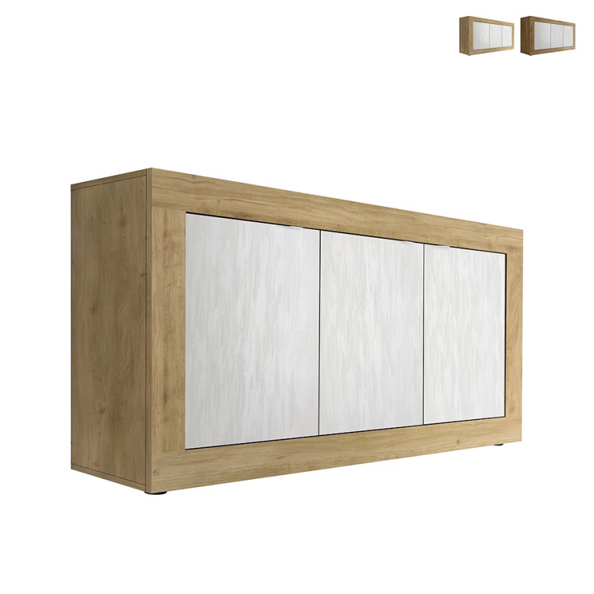 Küchenbuffet Sideboard Holz 160x42cm 3 Türen Weiß Modis WB Basic Aktion Küchenbuffet Sideboard Holz 160x42cm 3 Türen Weiß Modis WB Basic Aktion
