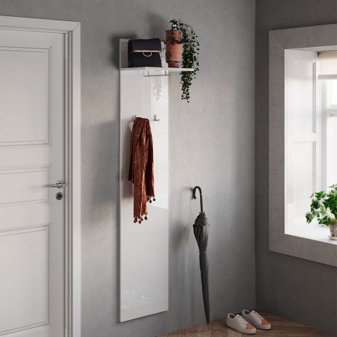 Moderne Wandgarderobe, 2 glänzend weißen Aufbewahrungshaken, Leslie Aktion