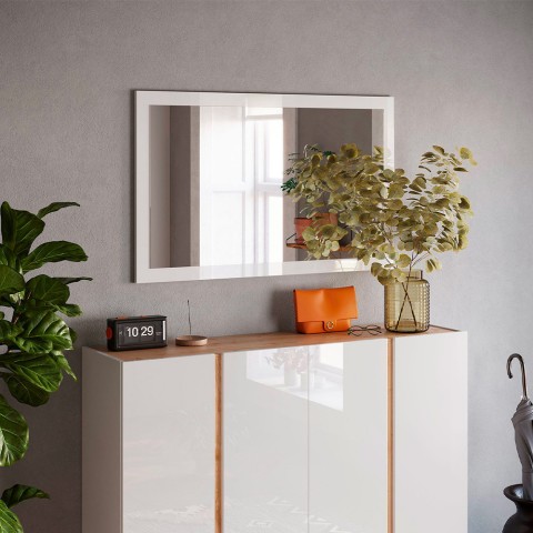 Moderner Spiegel 110x60cm Eingangswand weißer glänzender Rahmen Nadine Aktion