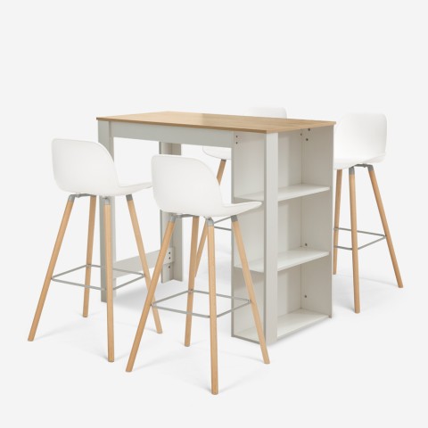 Set Tisch 120x60cm 4 hocker mit hoher Rückenlehne Bar Mitchell Aktion