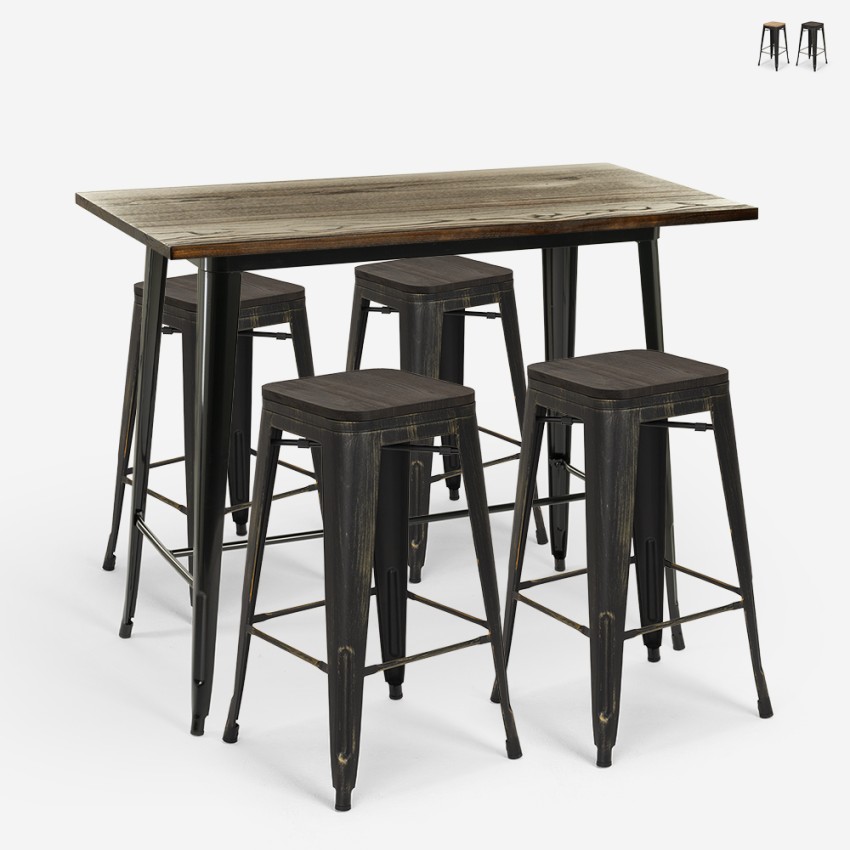 set hoher tisch 120x60 4 hocker bar industrie küche farley Aktion set hoher tisch 120x60 4 hocker bar industrie küche farley Aktion