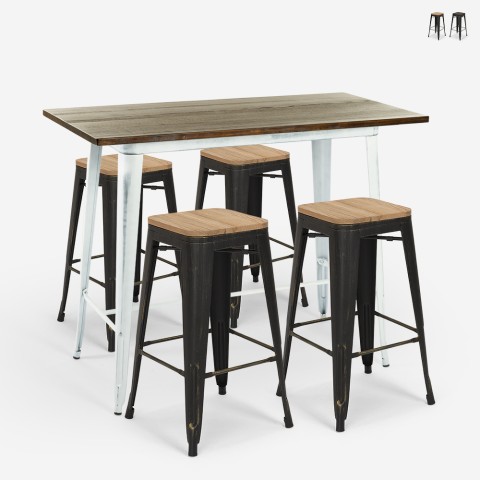 set tisch 120x60 weiß 4 vintage hockern bar swanton Aktion